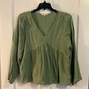 Madewell Lightspun Peasant Top-Green